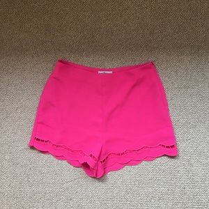 Hot Pink Scalloped High Waisted Shorts